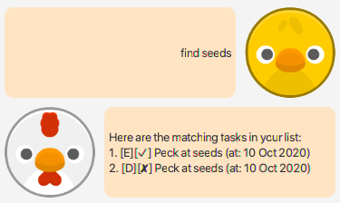 The tasks found are displayed